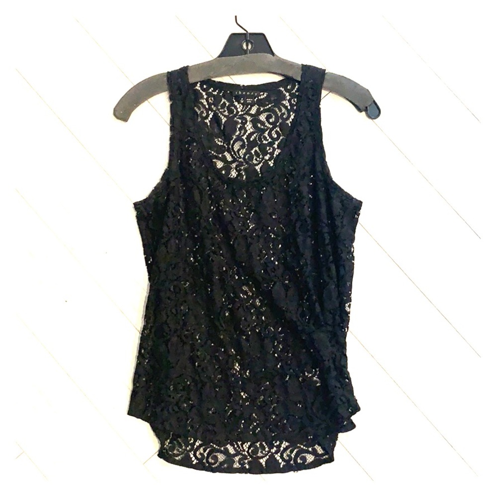 Sleeveless black sheer top by Theory (XS)